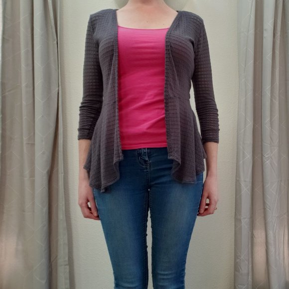Candie's Gray Open Front Cardigan - Picture 1 of 8